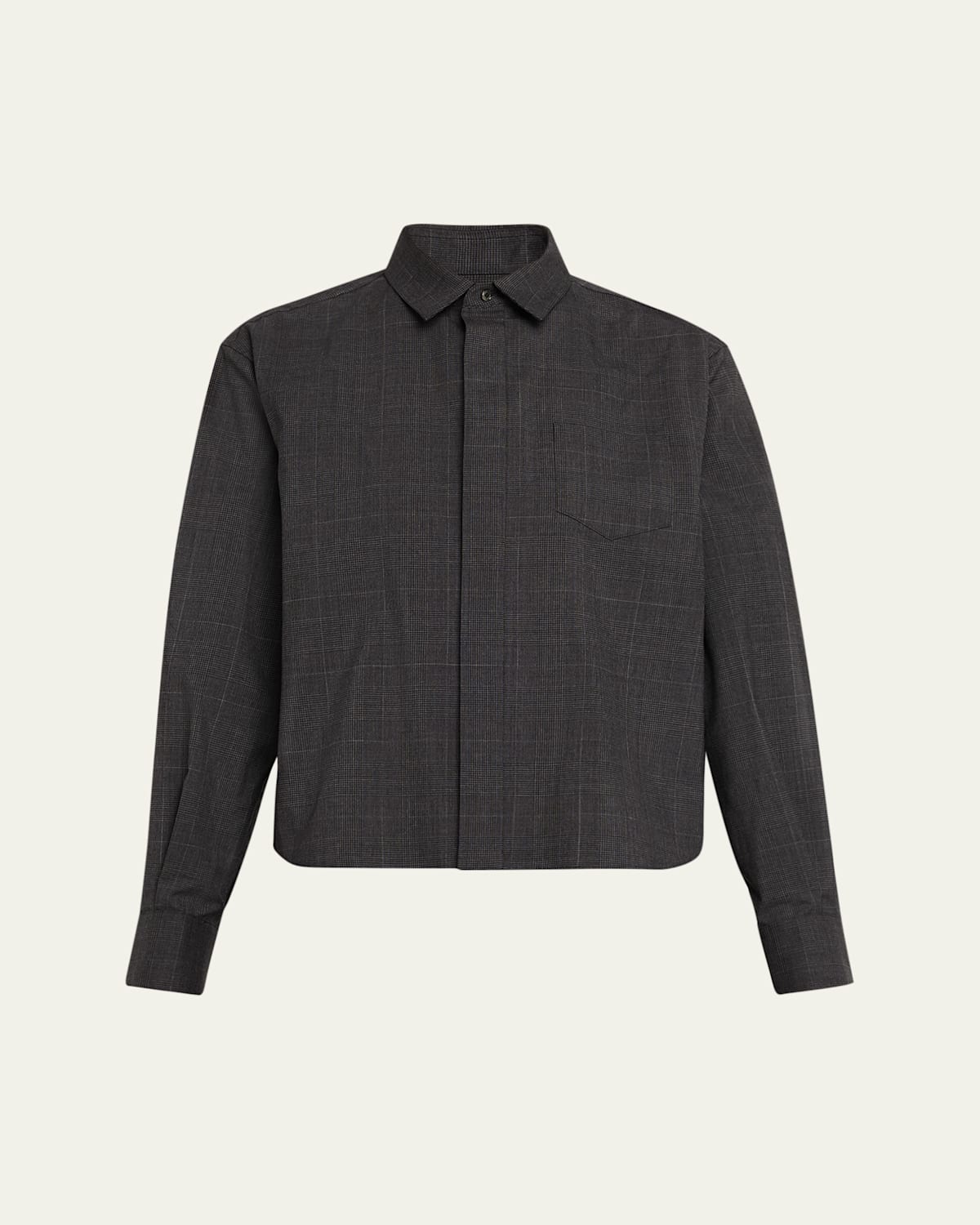 Sacai Gray Glen Check Shirt In Gray