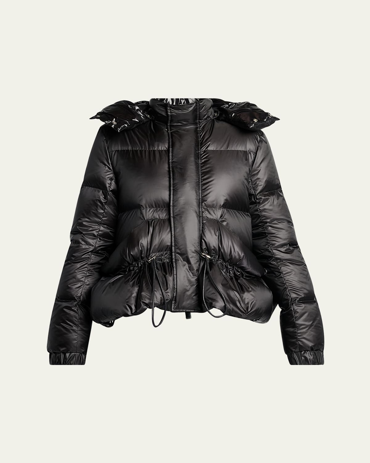 Sacai Puffer Jacket With Detachable Hood In Black