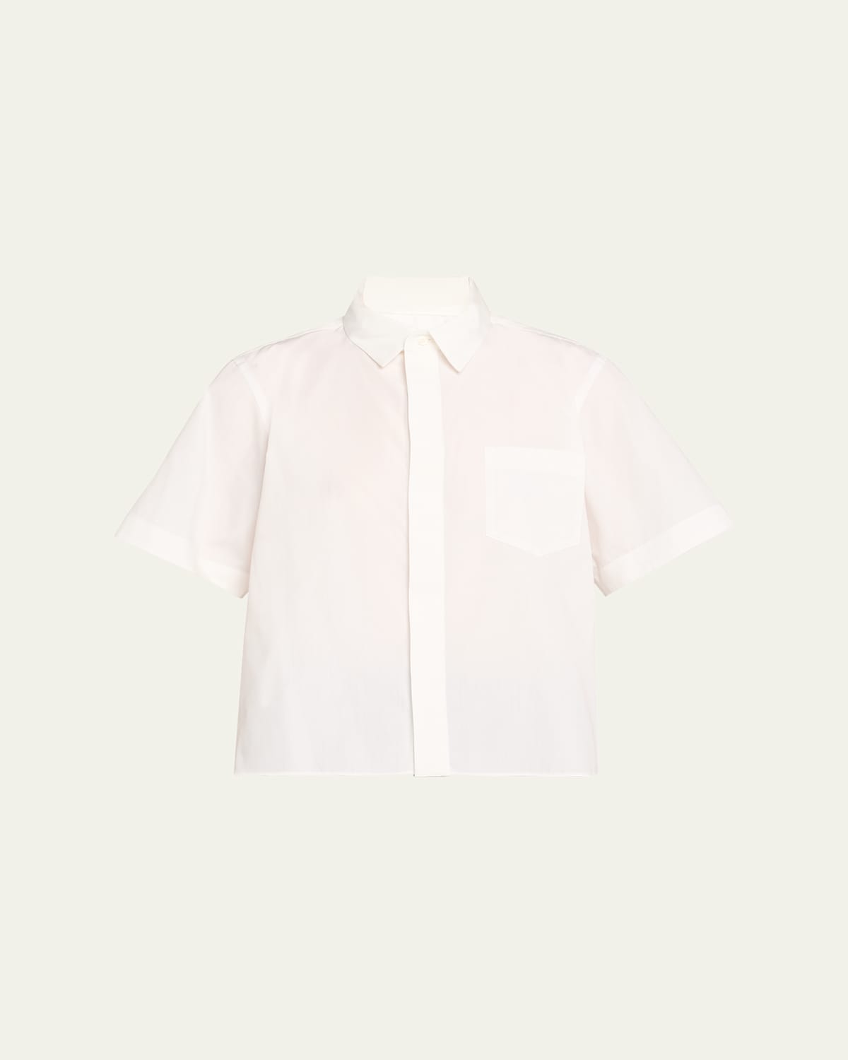 Sacai Short-sleeve Poplin Button-down Shirt In White