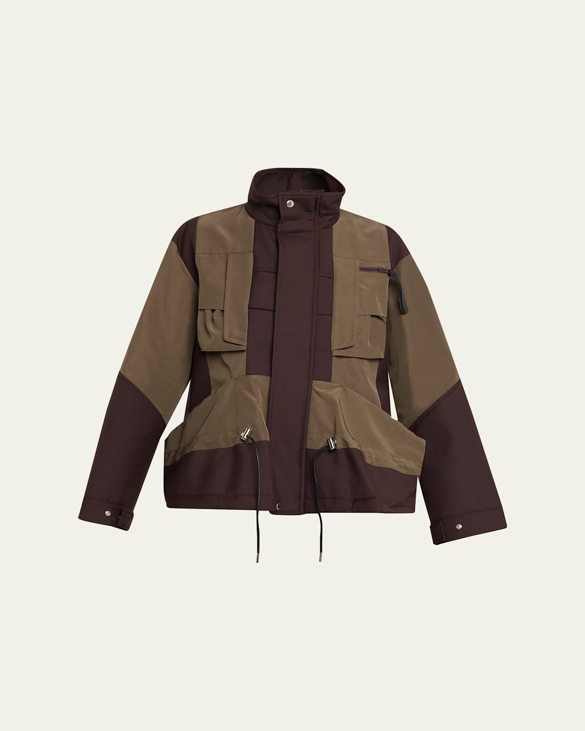 Sacai Hybrid Peplum Utility Jacket In Brown