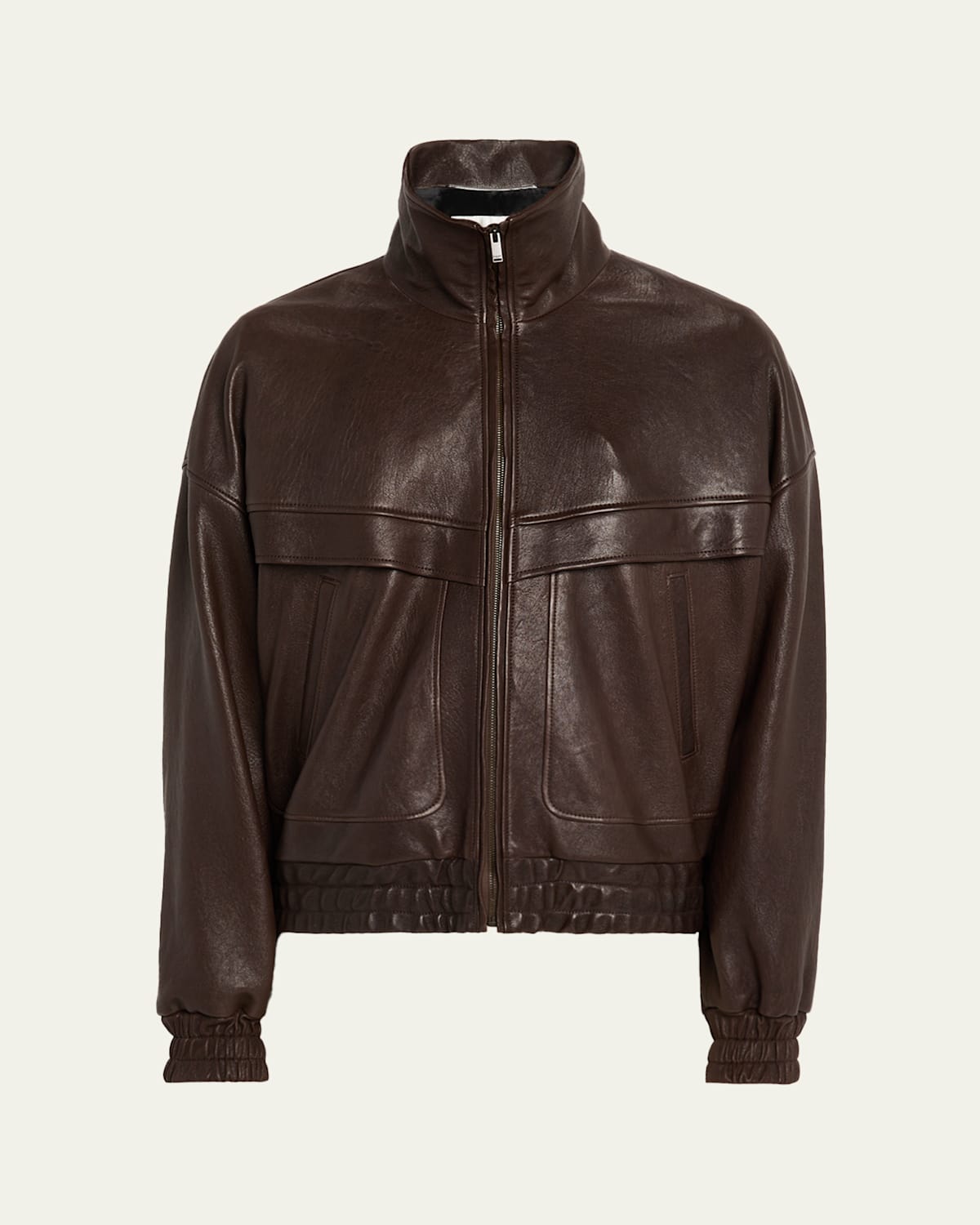 Saint Laurent Men's Leather Blouson Jacket In Brown