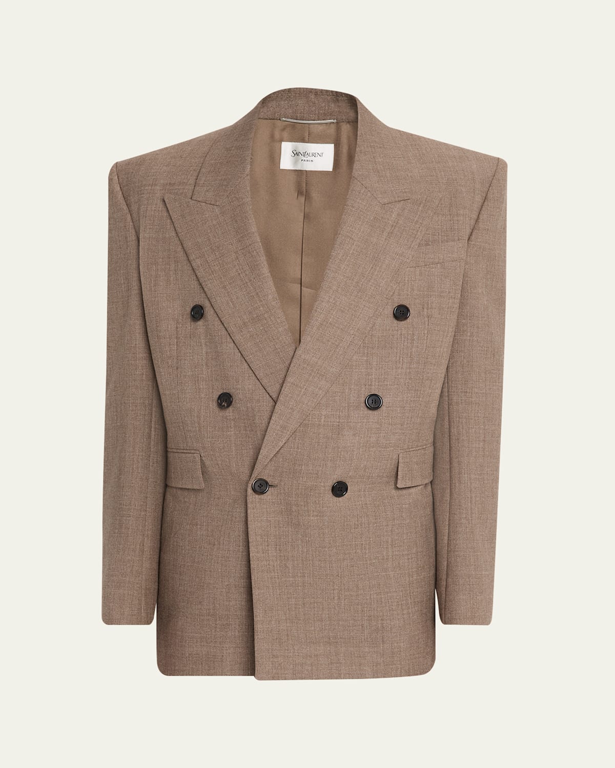 Saint Laurent Men's Double-breasted Blazer Jacket In Neutral