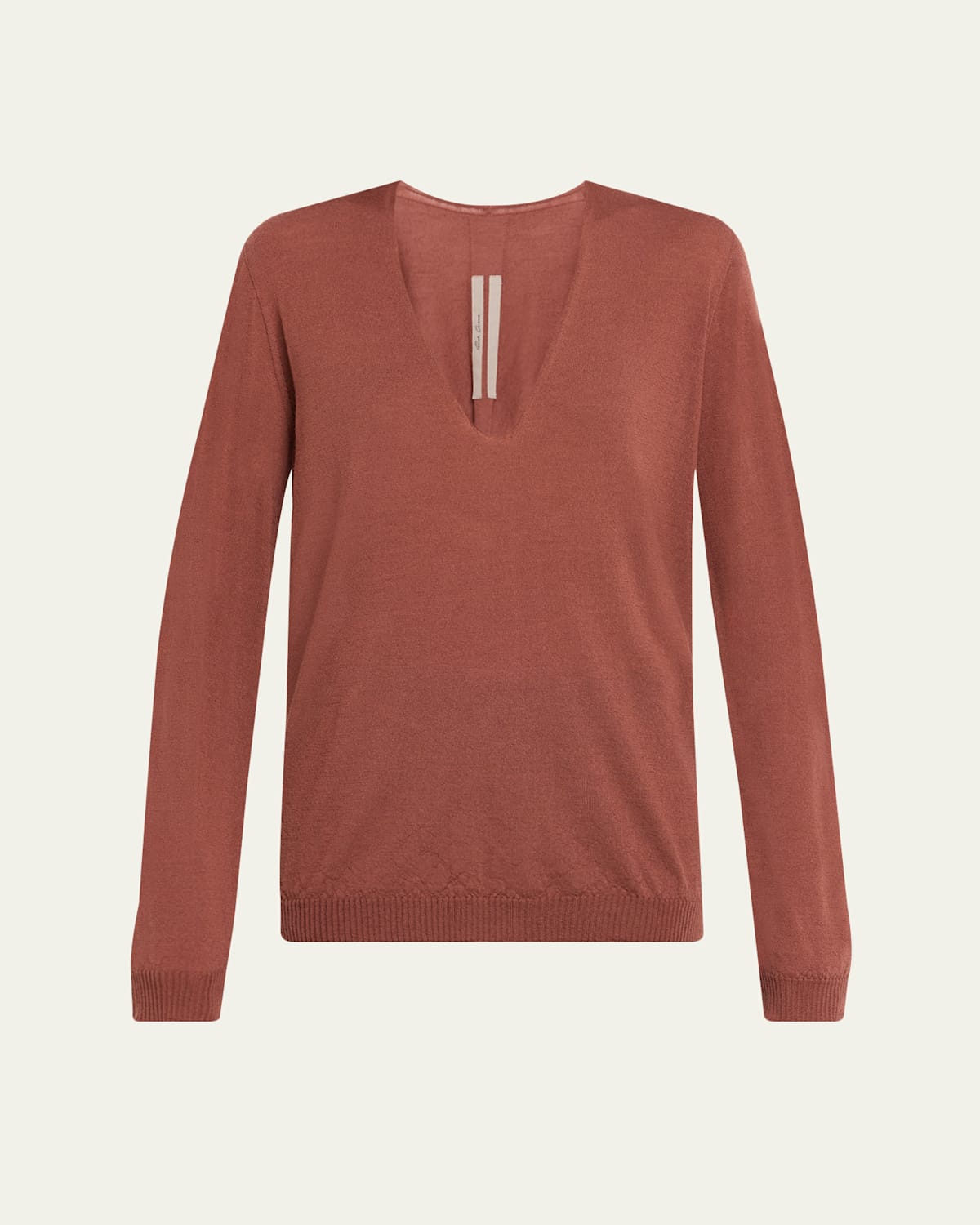 Rick Owens V-neck Wool Sweater In Brown