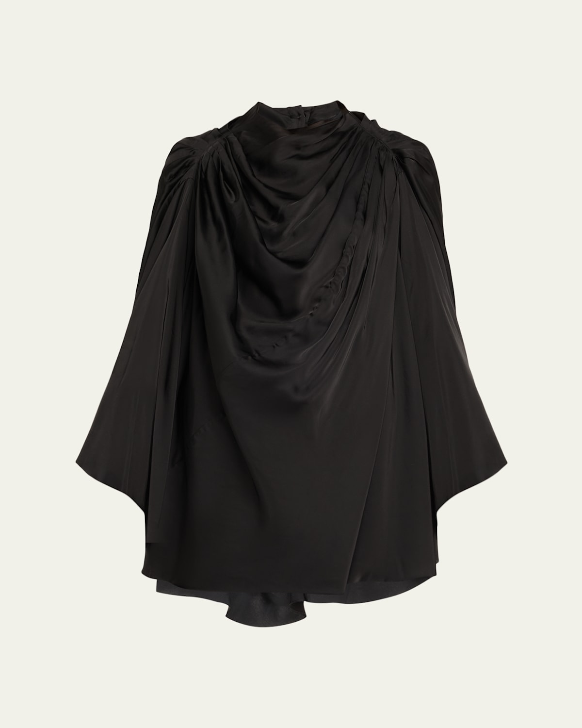 Rick Owens Long-sleeve Draped Cape Tunic In Black