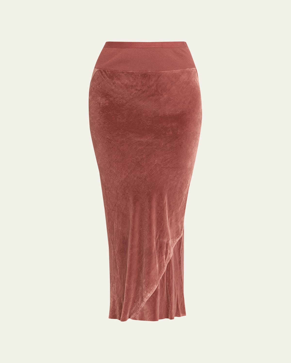 Rick Owens Velvet Midi Skirt In Pink