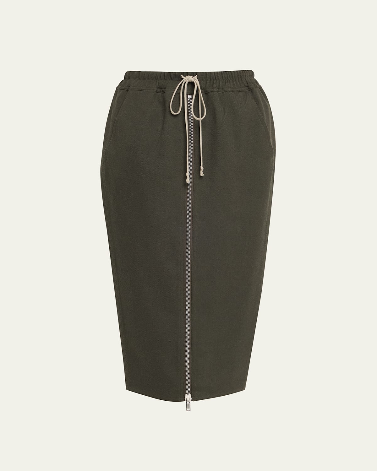 Rick Owens Zipped Drawstring Midi Pillar Skirt In Brown
