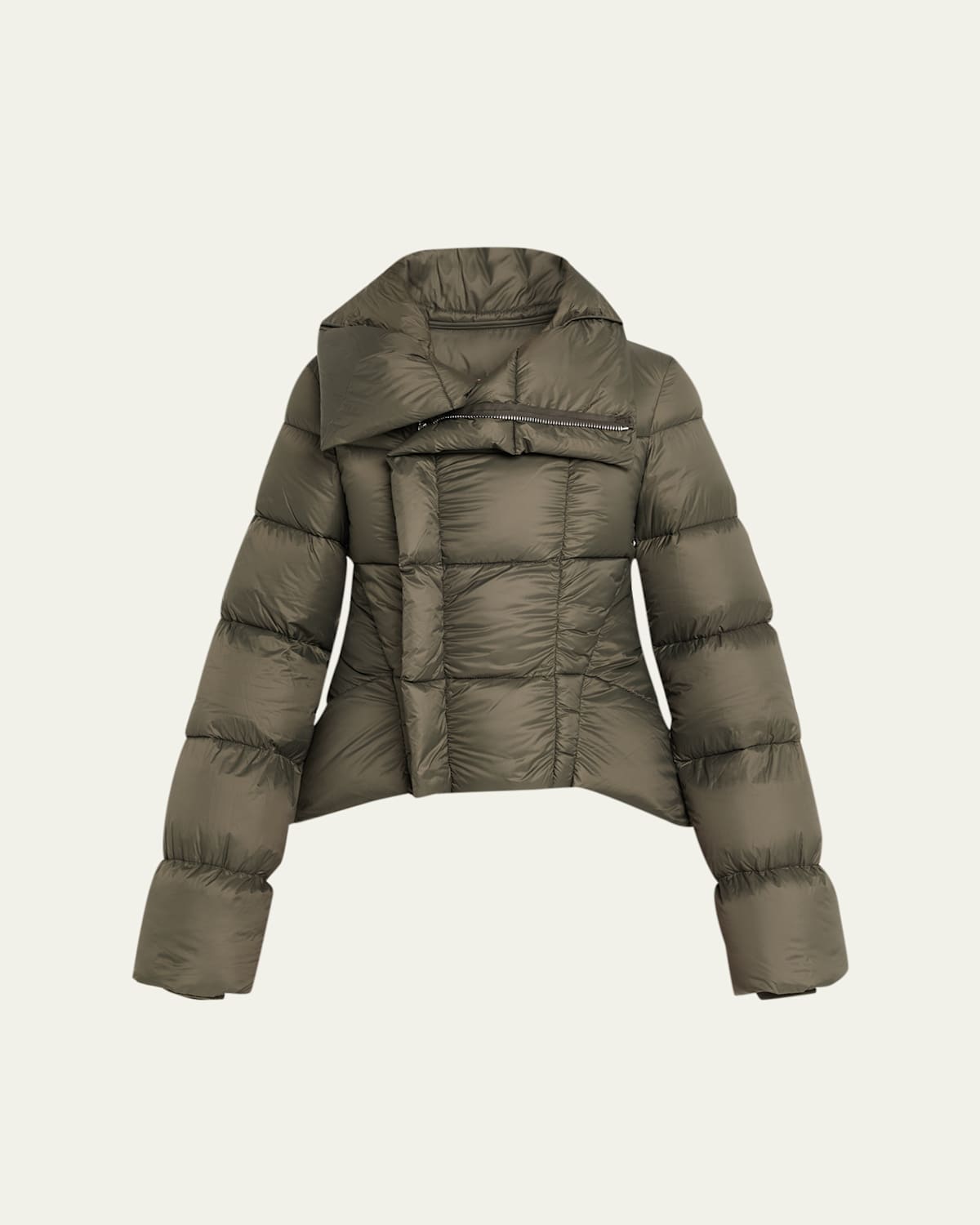 Rick Owens Naska Duvet Waisted Puffer Jacket In Green