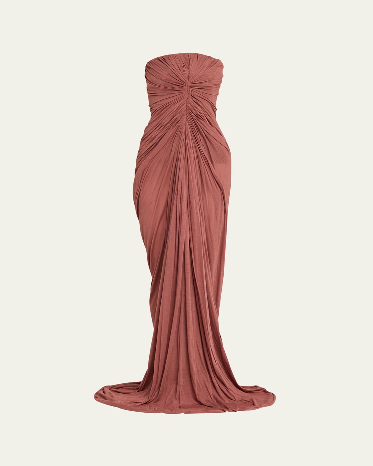 Rick Owens Womens Rosewood Radiance Bustier Cotton-jersey Gown In Brown