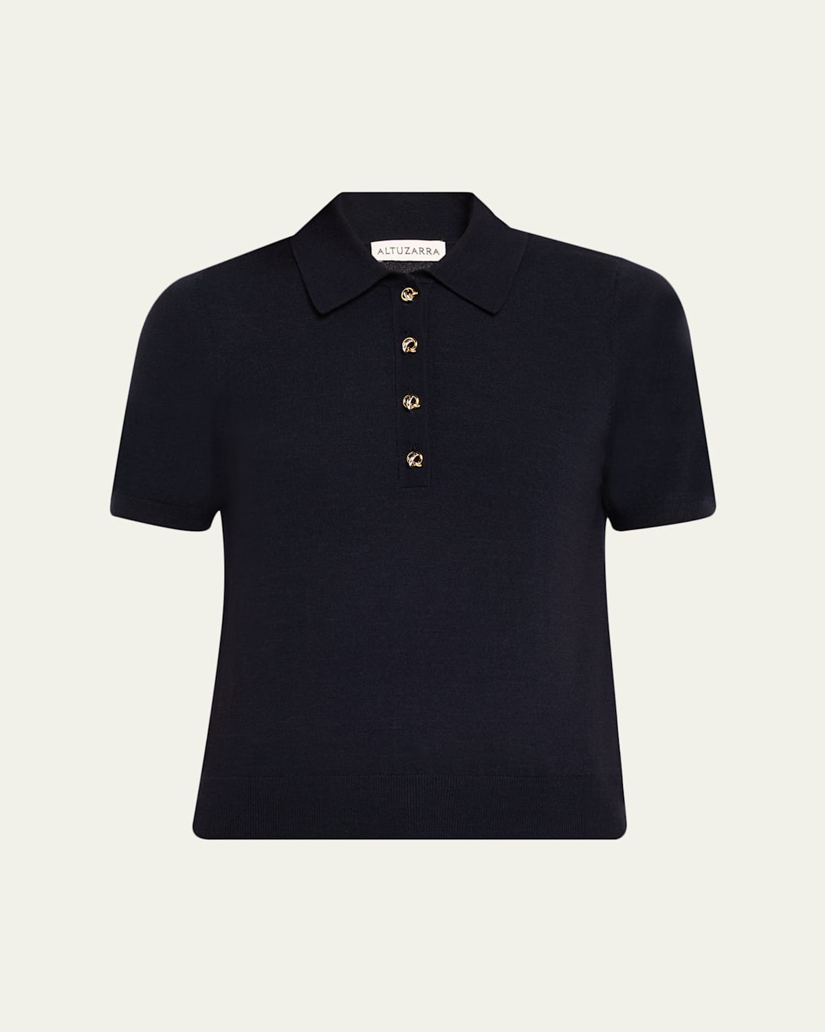 Altuzarra Nemo Short-sleeve Polo Sweater In Black