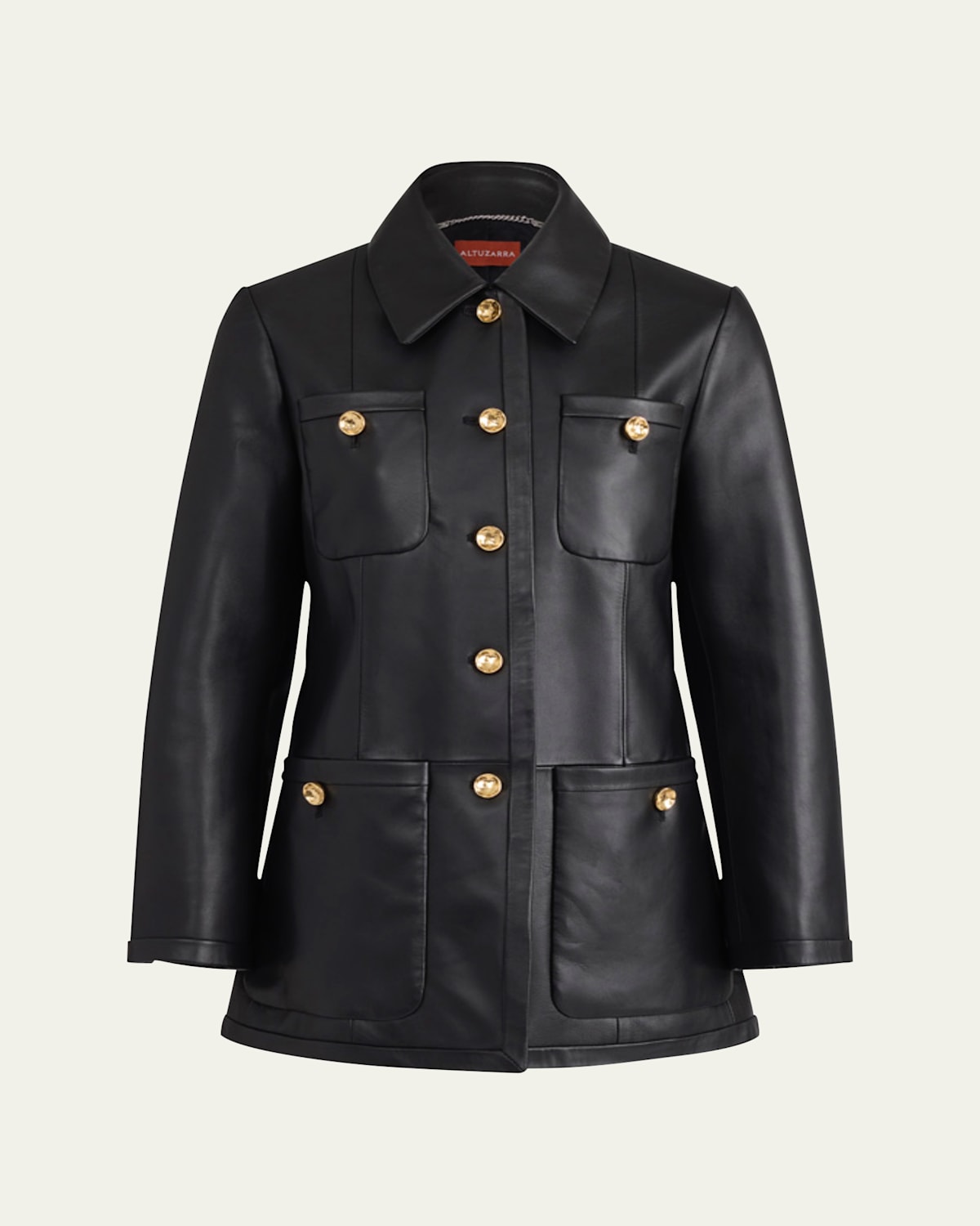 Altuzarra Leni Leather Single-breasted Coat In Black