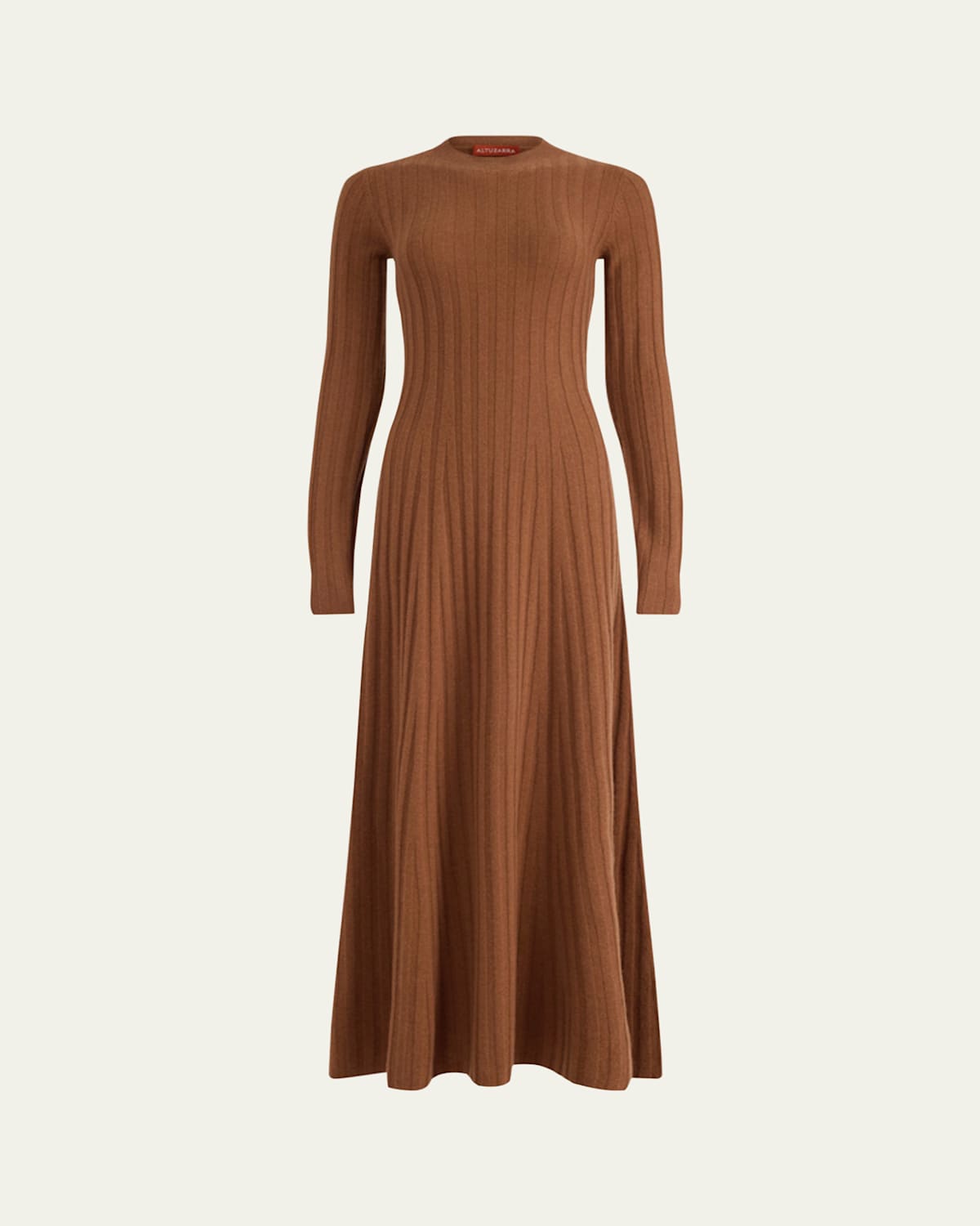 Altuzarra Gia Long-sleeve Wool-cashmere Rib Maxi Dress In Brown