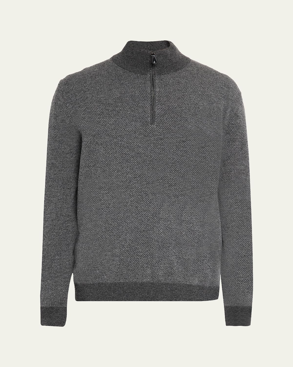 Loro Piana Men's Roadster Cashmere Quarter-zip Sweater In Gray