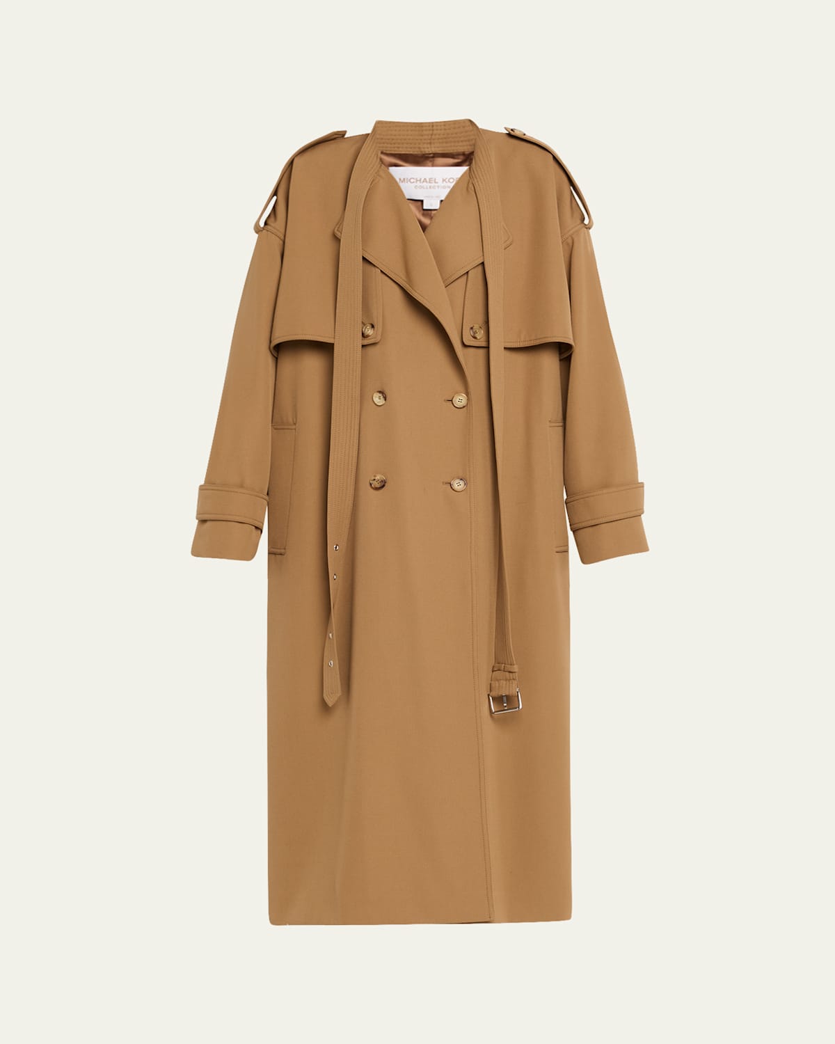 Michael Kors Wogab Belt-neck Double-breasted Trench Coat In Multi