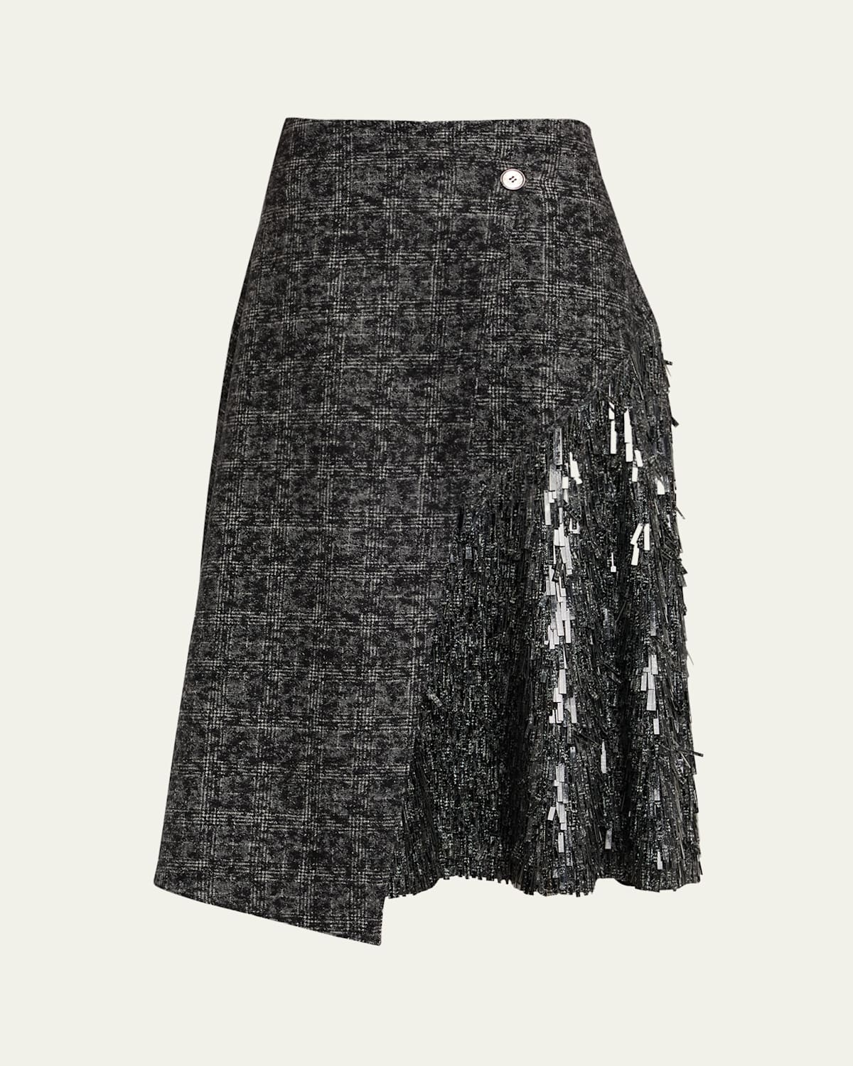 Michael Kors Hand-embellished Draped Wrap Skirt In Black