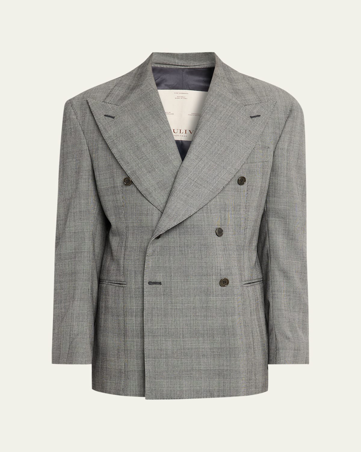 Giuliva Heritage Men's Stefano Glen Plaid Wool Double-breasted Blazer In Gray