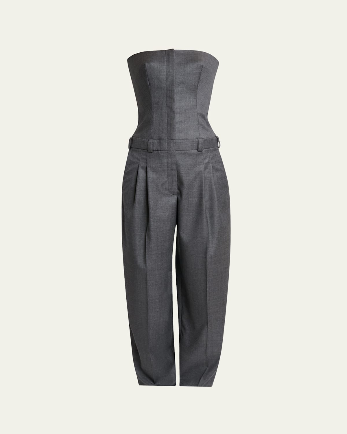 Givenchy Bustier Pleated Straight-leg Jumpsuit In Gray