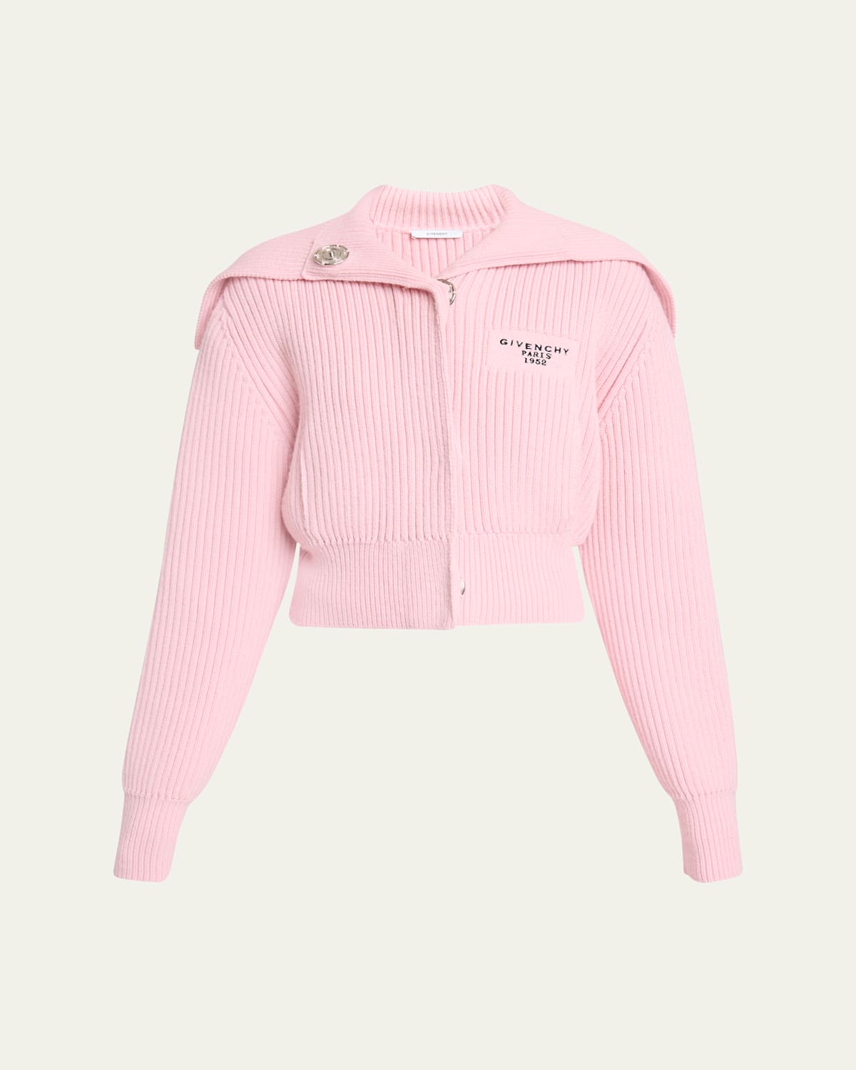 Givenchy Ribbed Oversized Collar Cardigan In Pink