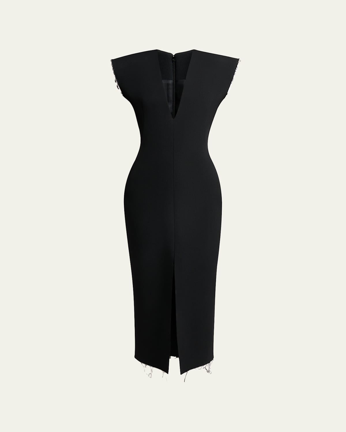 Givenchy Raw-edge Structured Sleeveless Midi Dress In Black