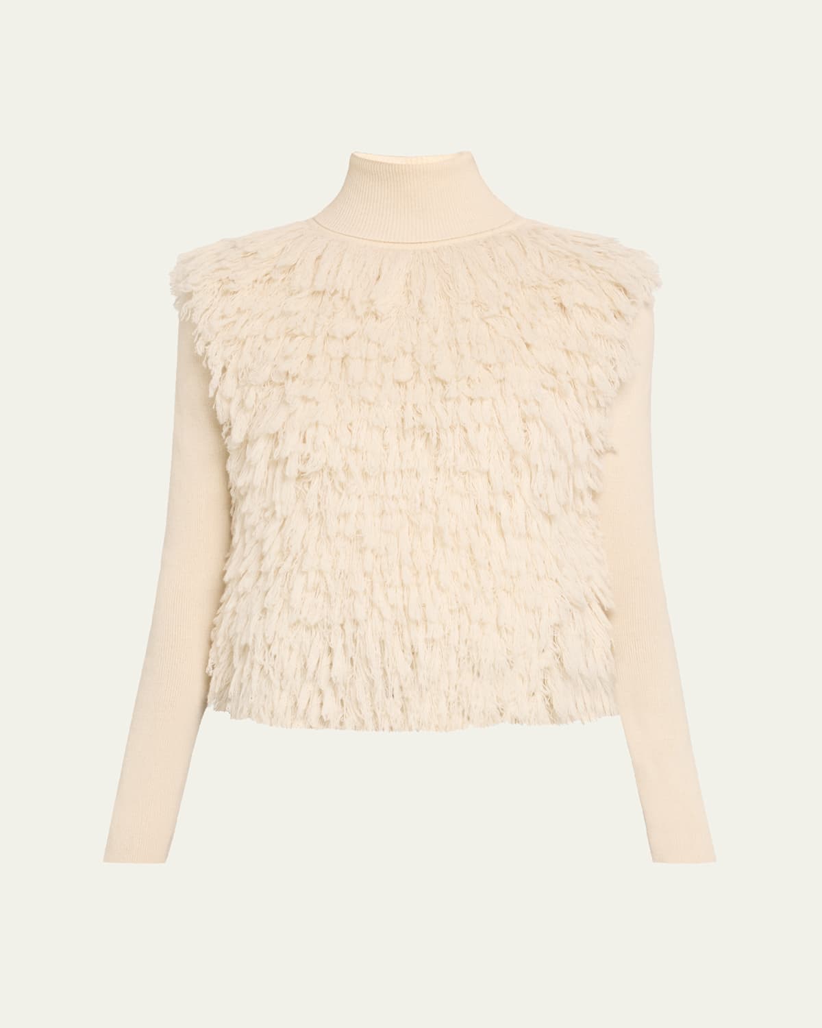 Brandon Maxwell The Chapin Furry Knit Turtleneck Sweater In Neutral