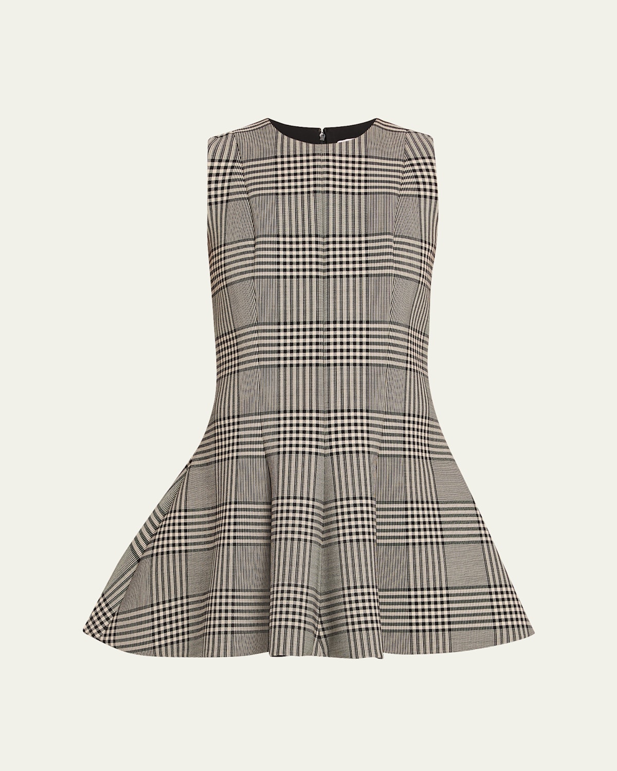 Brandon Maxwell The Sophie Fit-&-flare Check Mini Dress In White
