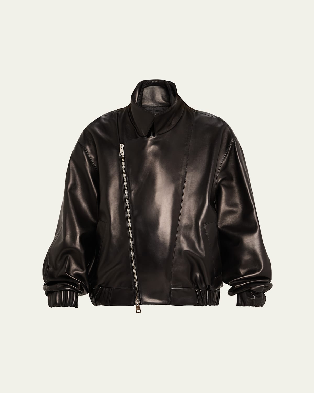 Brandon Maxwell The Emmett Layered Lambskin Leather Jacket In Black