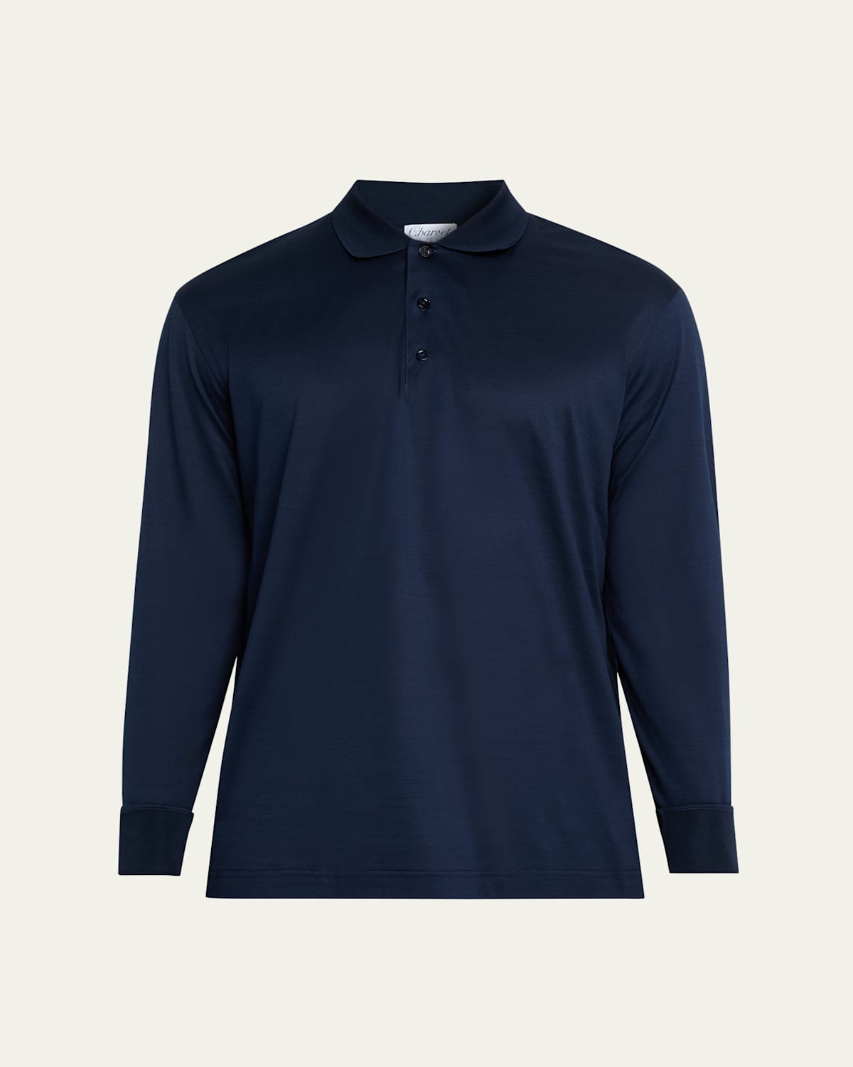 Charvet Men's Cotton Jersey Long-sleeve Polo Shirt In Blue