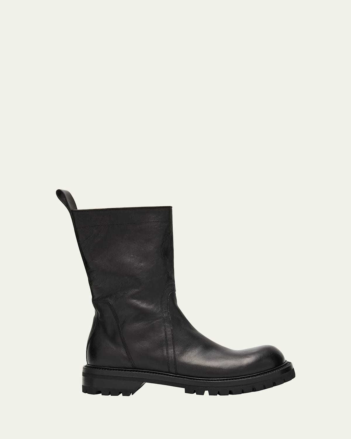 Rick Owens Men's Waxy Leather Creeper Boots In Black