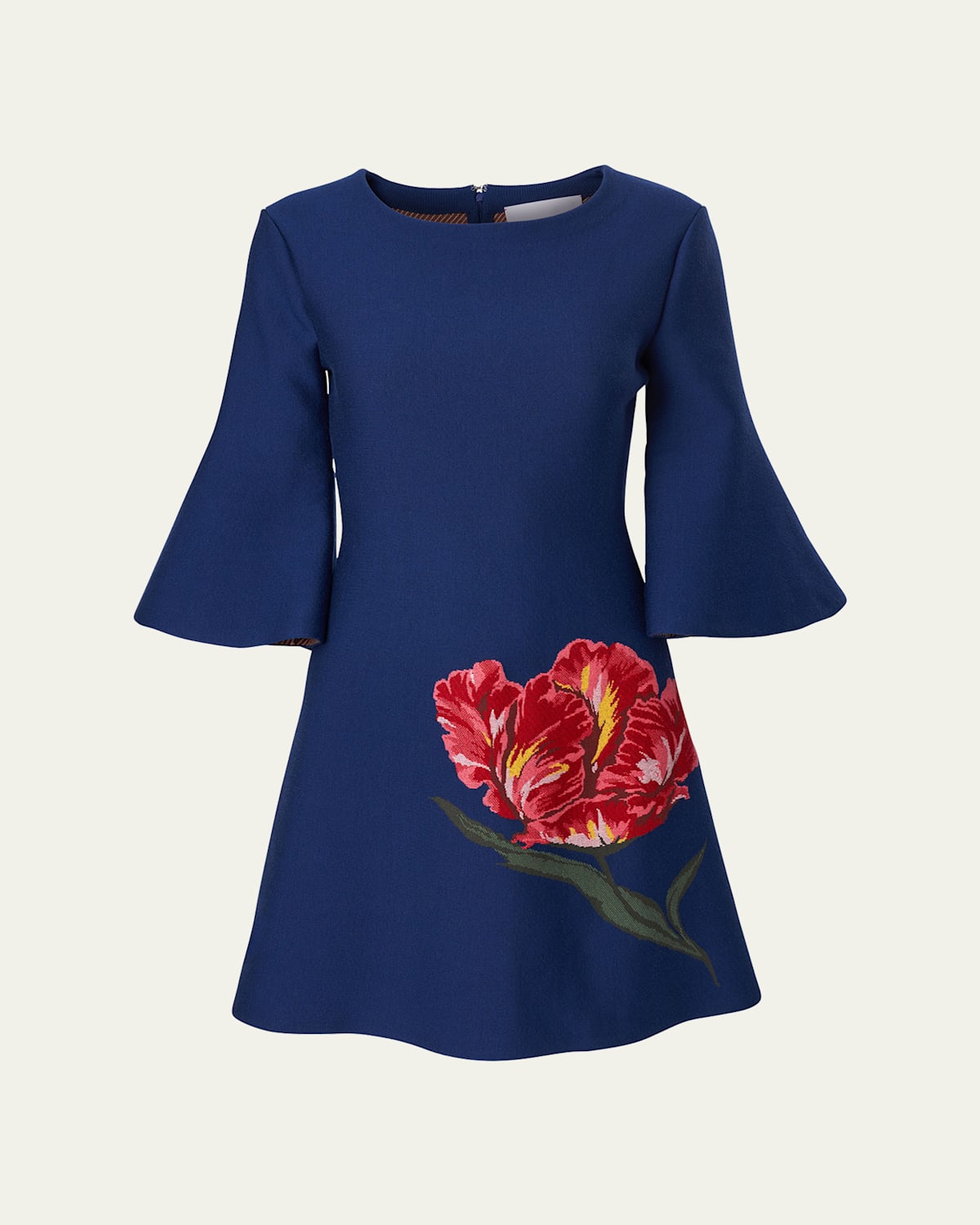 Carolina Herrera Tulip Bell-sleeve Mini Dress In Blue