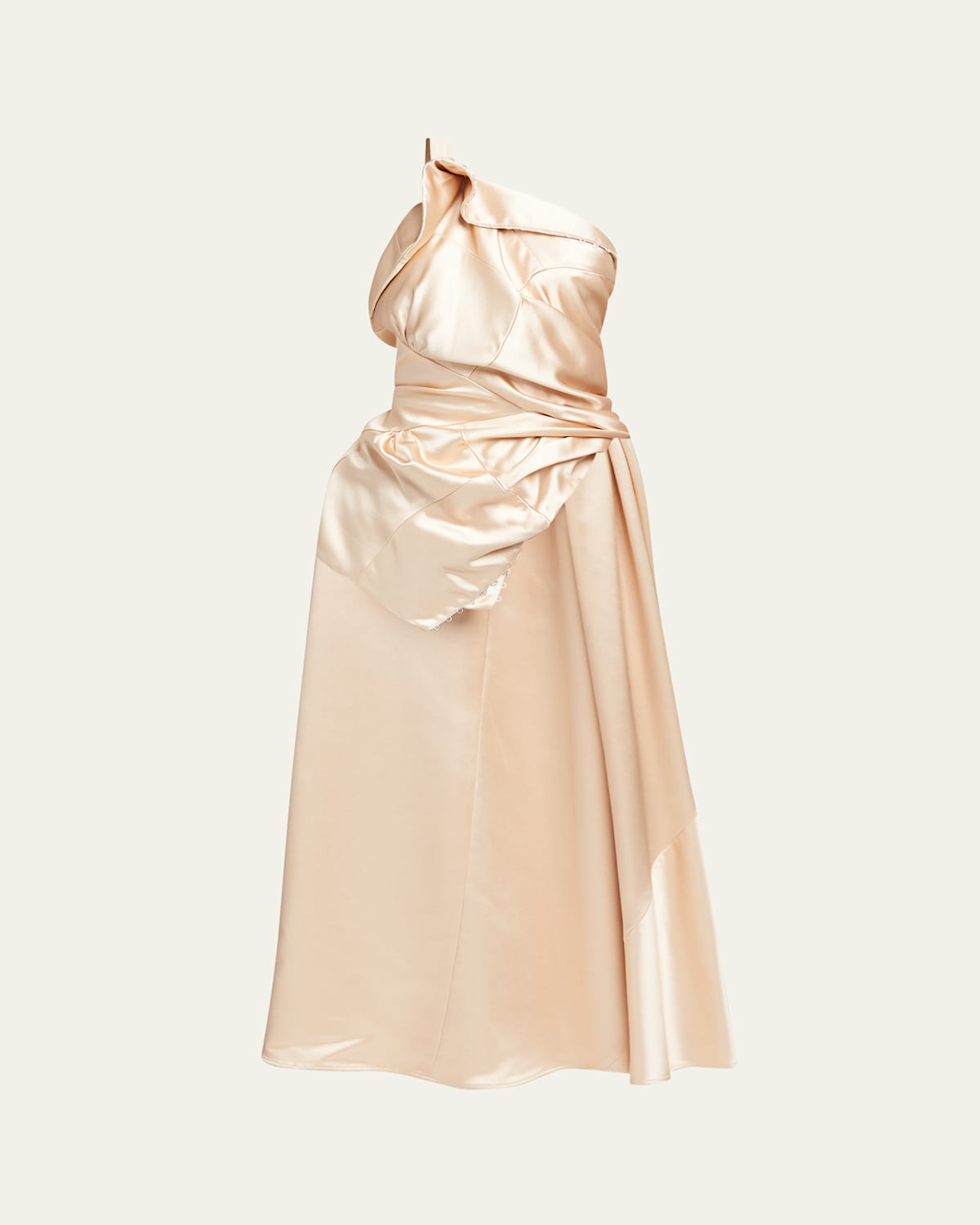 Dries Van Noten Camari Draped Satin High-low Top In Gold