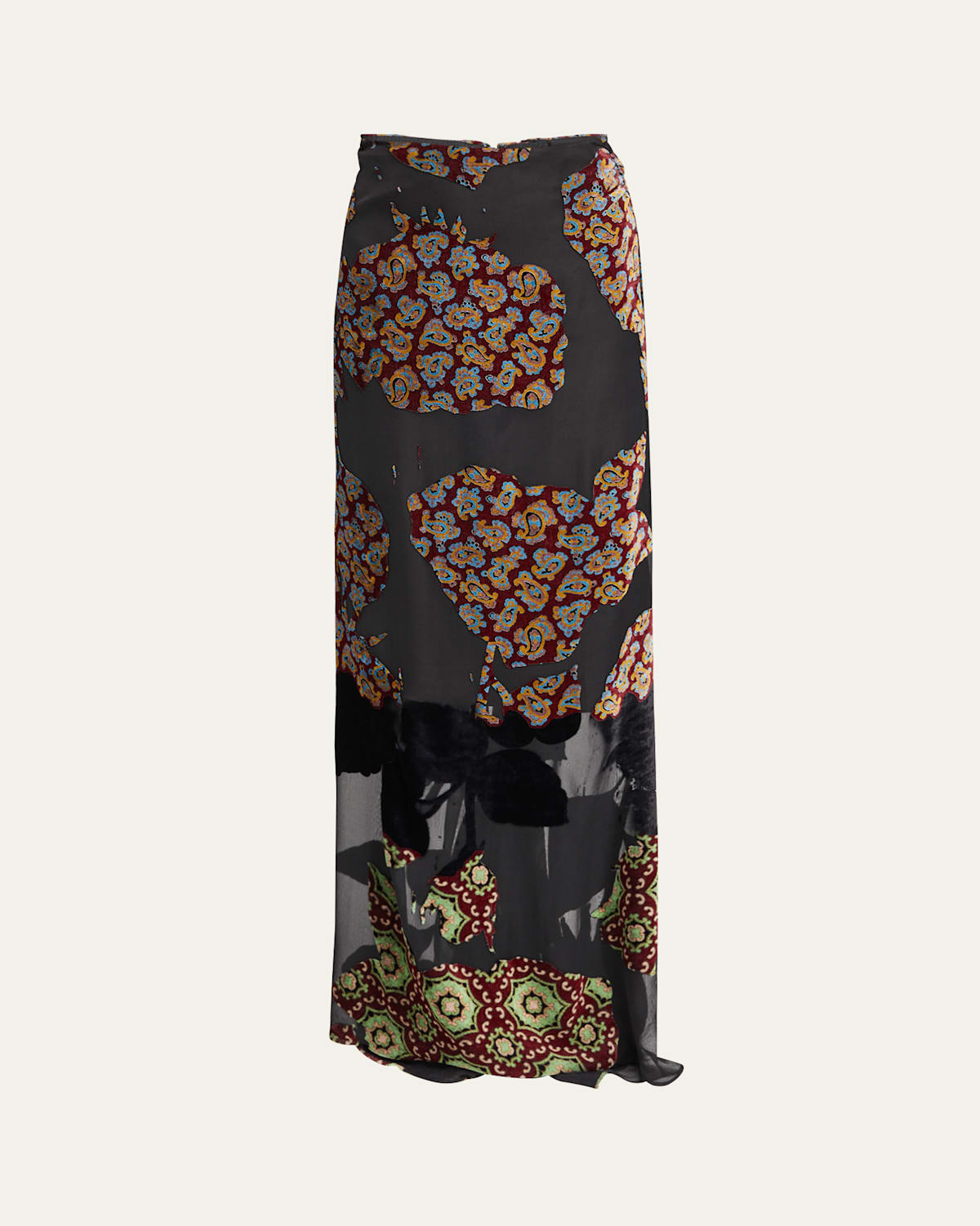 Dries Van Noten Salvix Velvet Burnout Maxi Skirt In Black