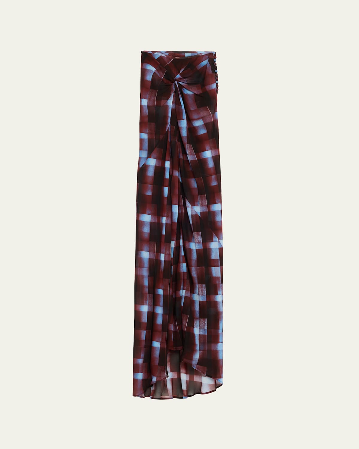 Dries Van Noten Smila Check Twisted Maxi Skirt In Multi