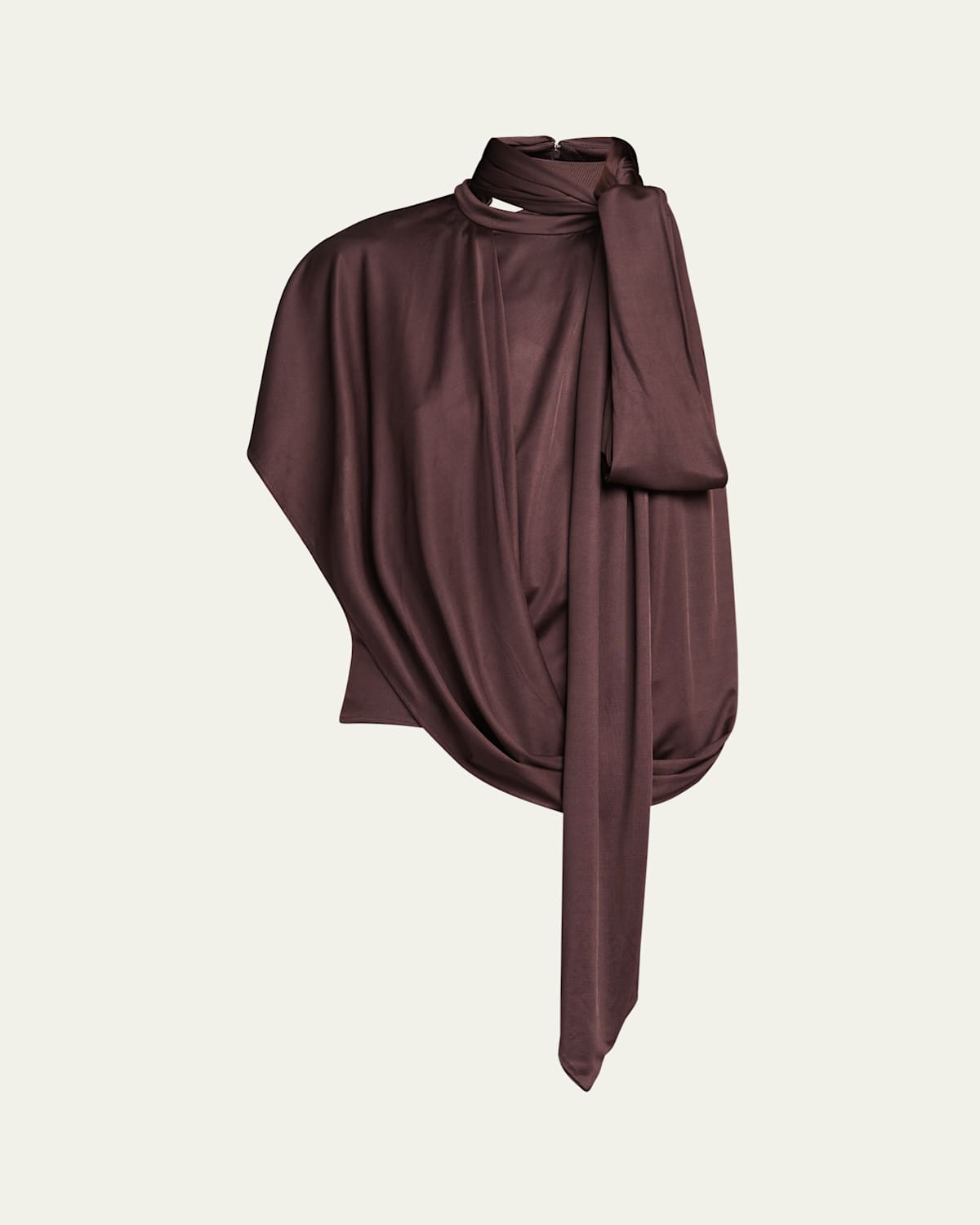 Dries Van Noten Huresta Asymmetric Draped Blouse In Brown