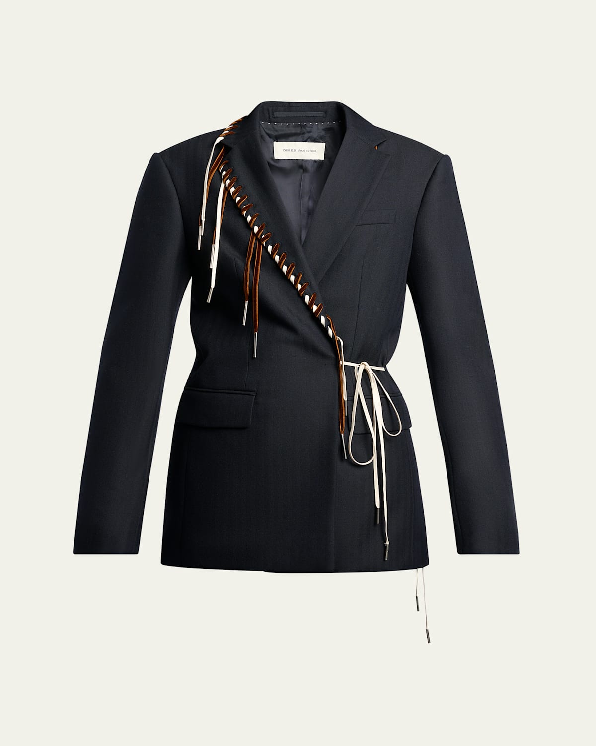 Dries Van Noten Baftan Long Sleeve Notched Lapel Jacket In Blue