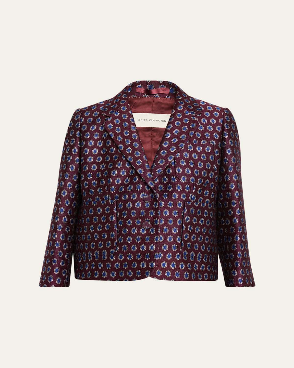 Dries Van Noten Geo Jacquard Single-breasted Jacket In Purple