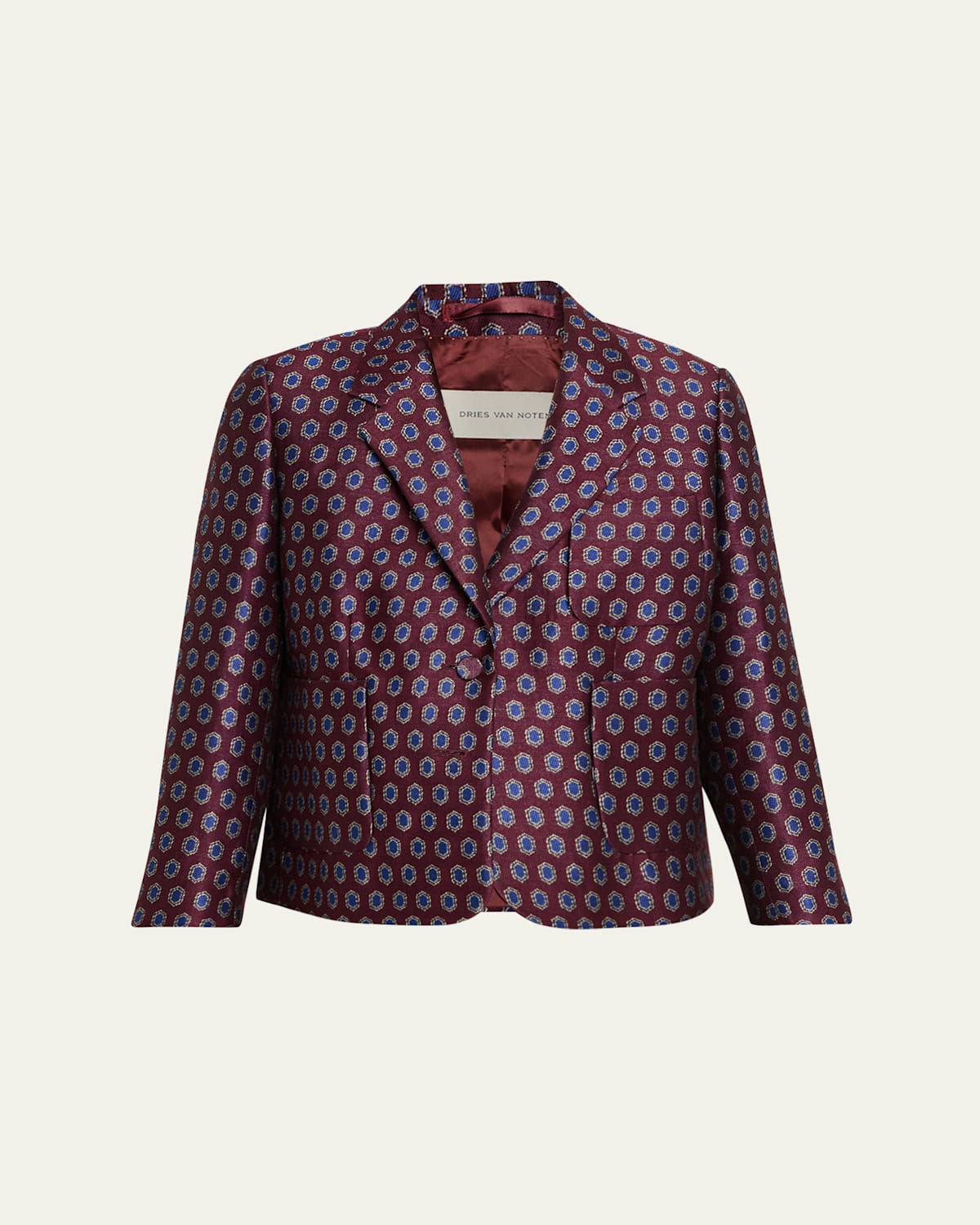 Dries Van Noten Geo Jacquard Single-breasted Jacket In Multi