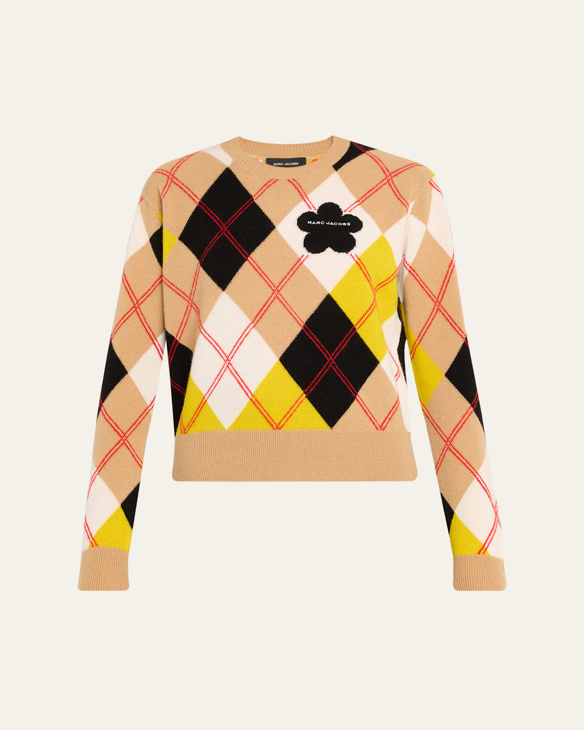 Marc Jacobs Preppy Daisy Argyle Crewneck Joy Yellow Multi In Multi