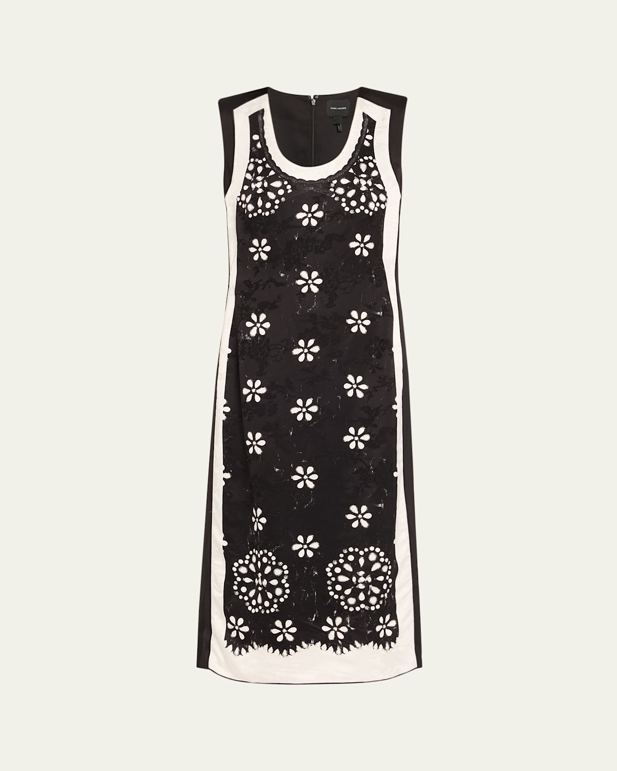Marc Jacobs Trompe Loeil Eyelet Sleeveless Midi Dress In Black