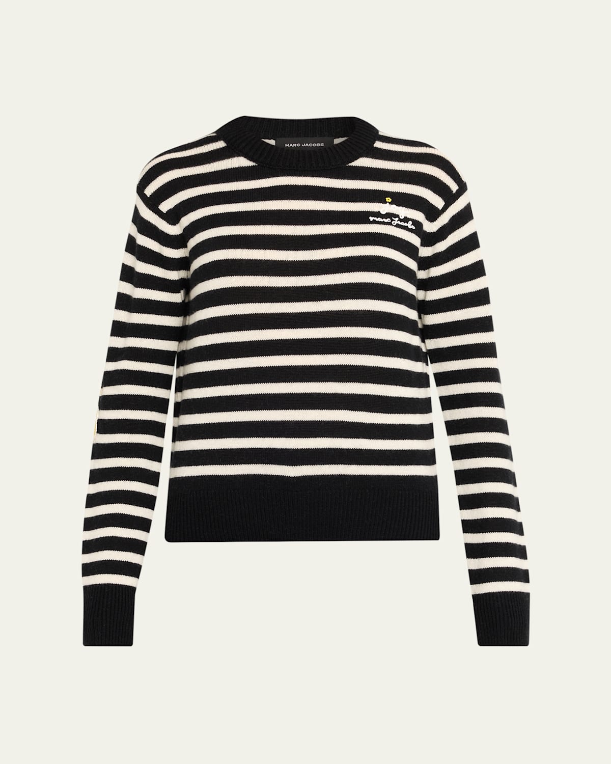 Marc Jacobs Striped Pattern Sweater With Floral Embellishments In Multi