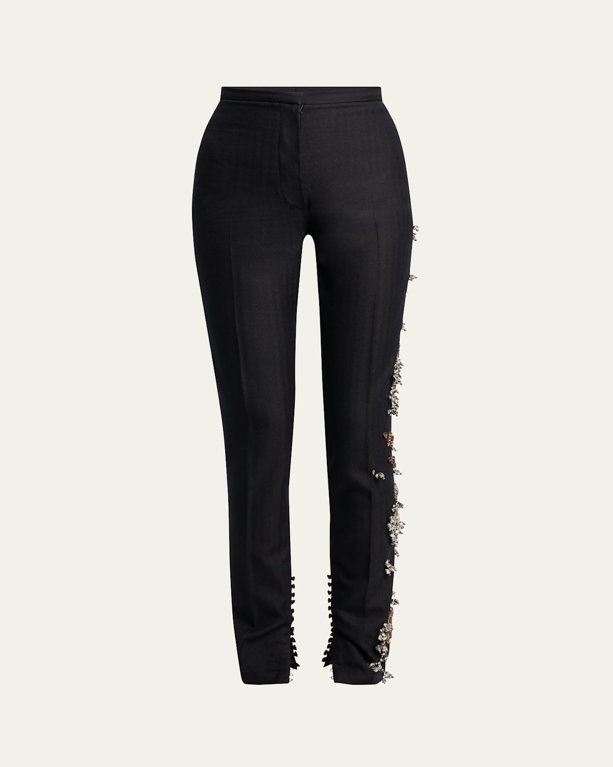 Dries Van Noten Slim Embellished Wool Pants In Blue