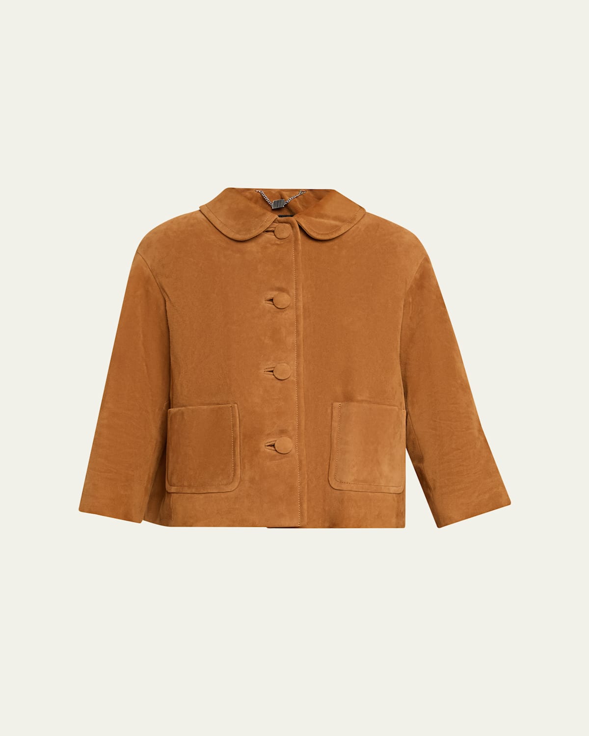 Marc Jacobs Doll Peter Pan-collar Suede Jacket In Brown