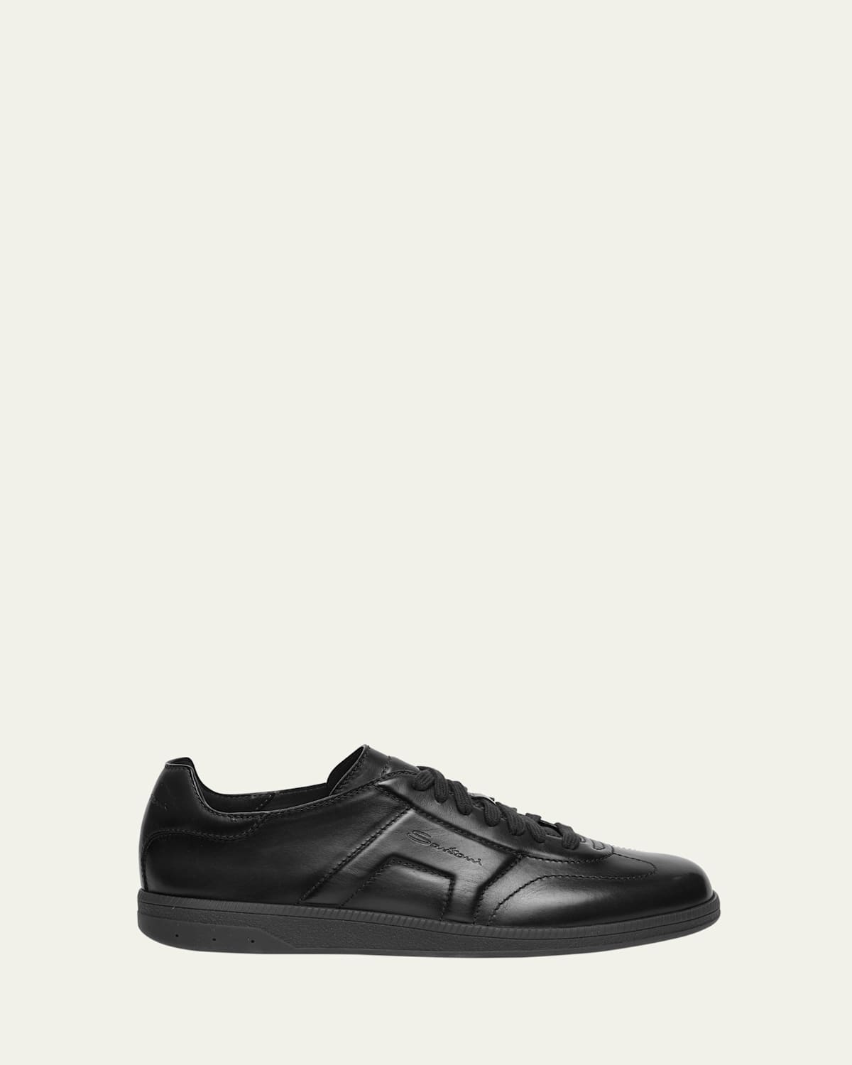Santoni Men's Soft Burnished Calfskin Slip-on Sneakers In Black