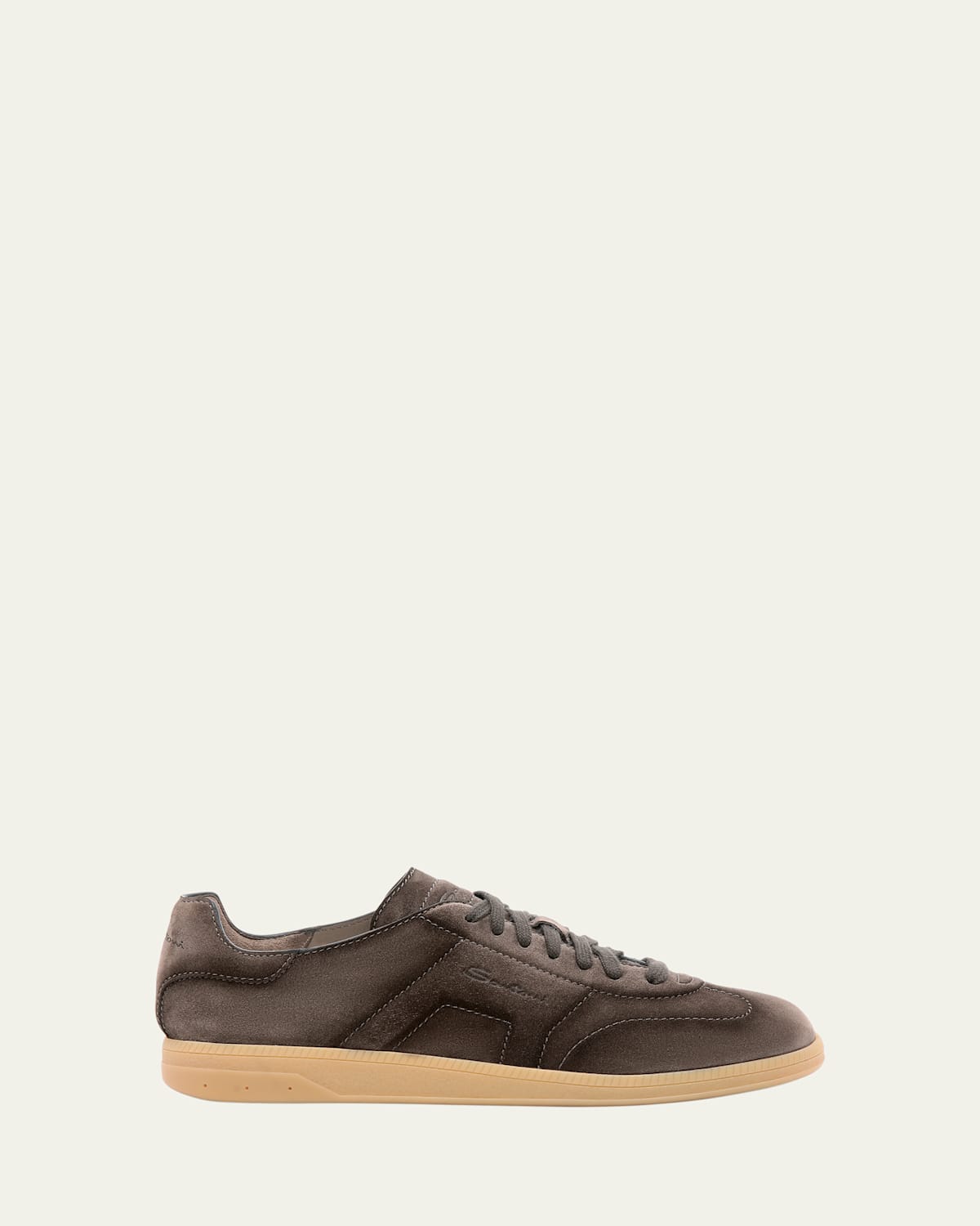 Santoni Suede Round Toe Sneakers With Rubber Sole In Multi