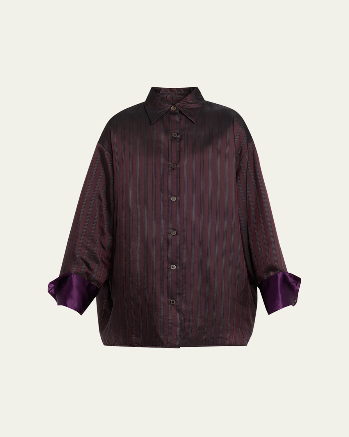 Dries Van Noten Cartan Striped Twill Oversized Button-down Shirt In Red