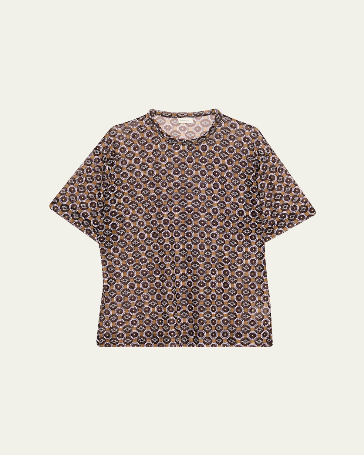 Dries Van Noten Hoge Sheer Oversized T-shirt In Brown