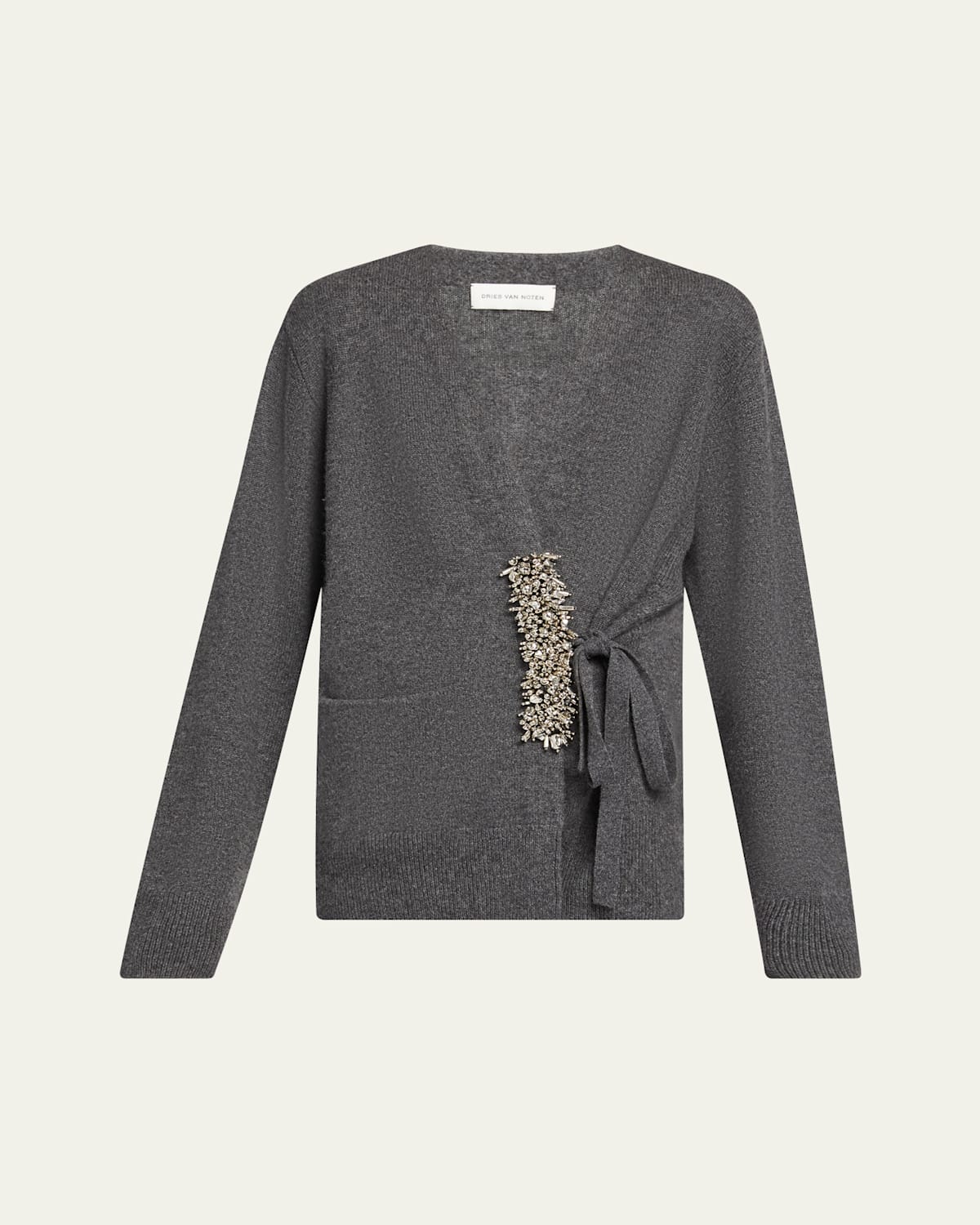 Dries Van Noten Womens Dark Grey Tiah Embellished-patch Cashmere Cardigan In Purple