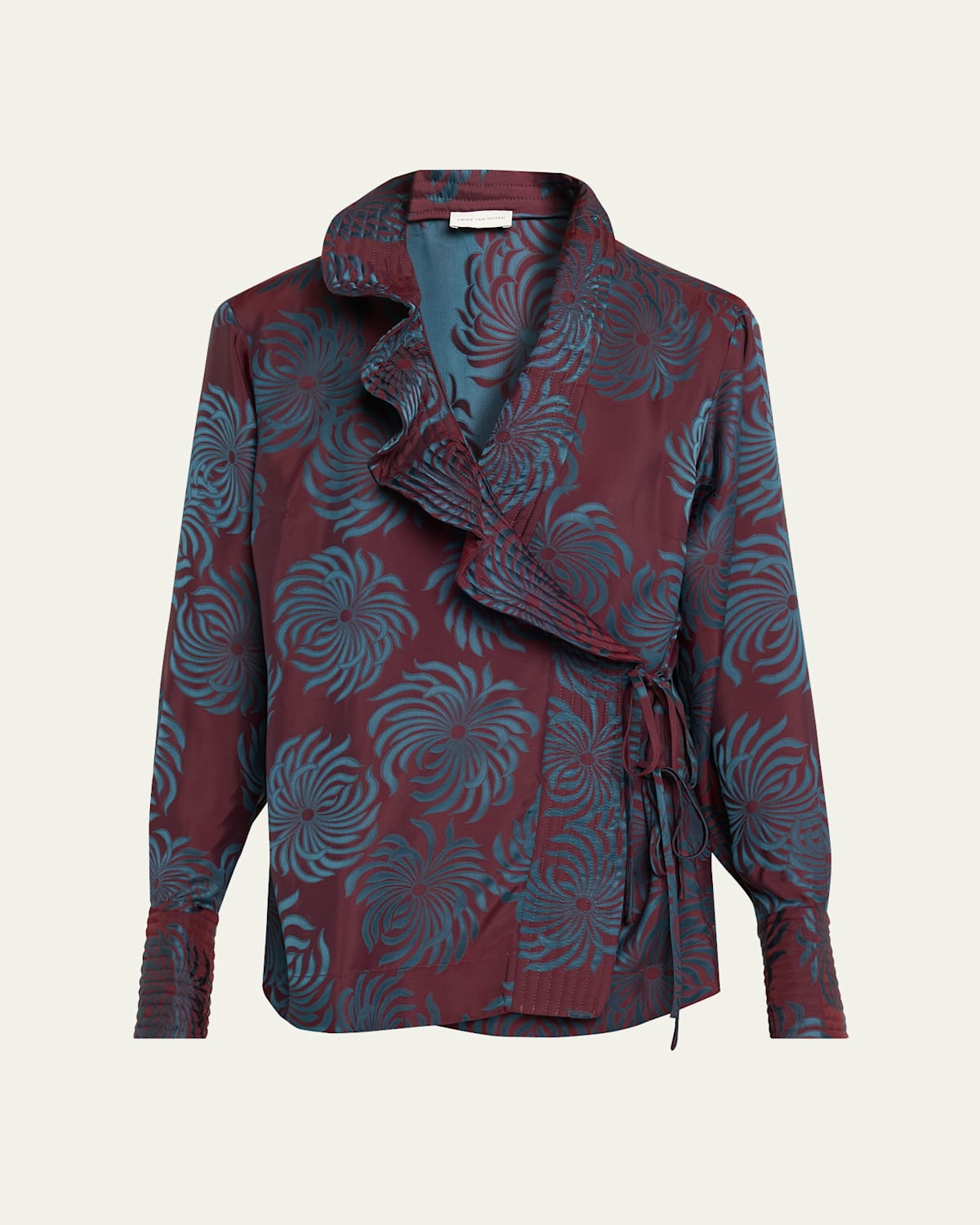 Dries Van Noten Womens Burgundy Calberton Floral-print Crepe Shirt In Blue