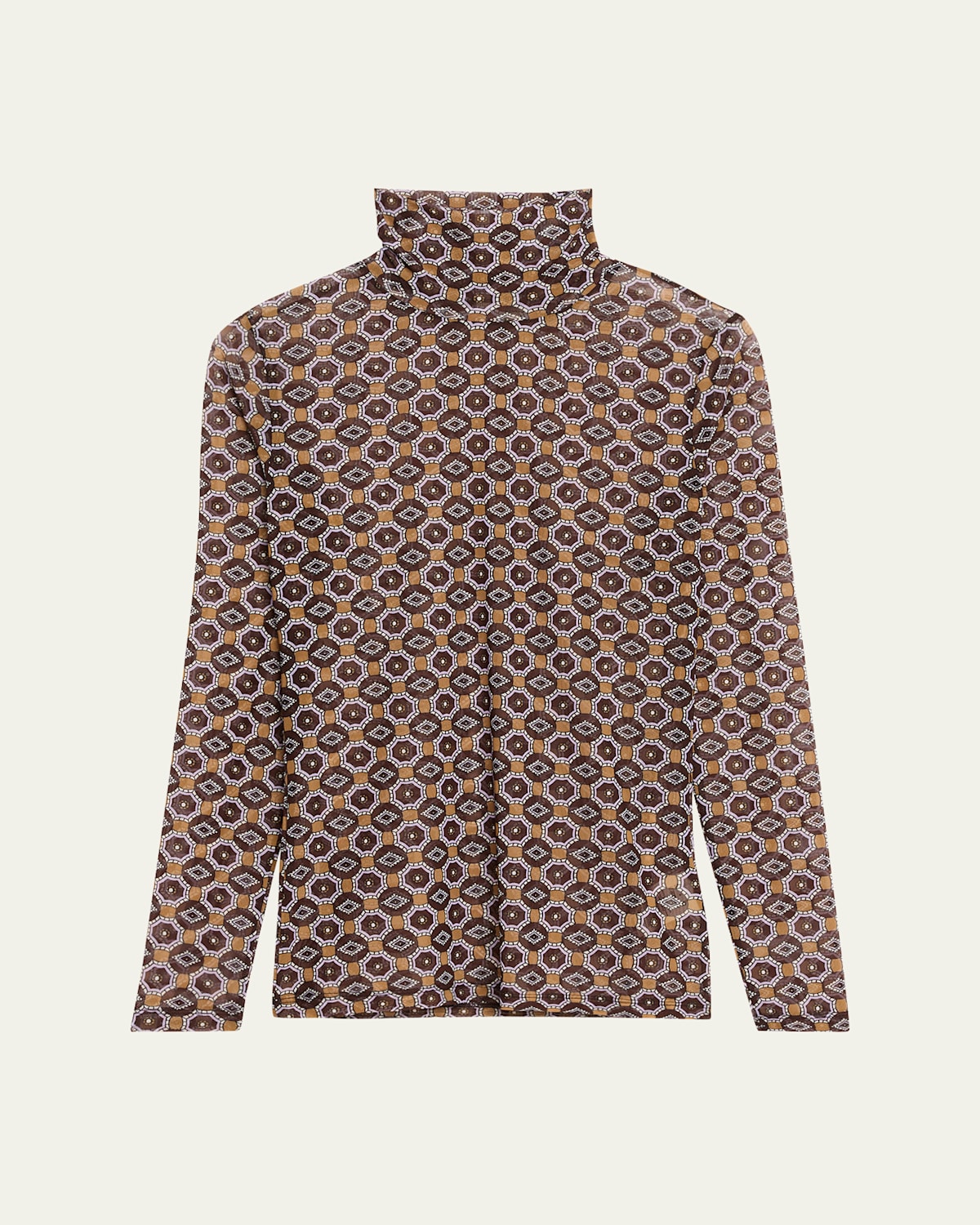 Dries Van Noten Hoyser Turtleneck Long-sleeve Blouse In Brown