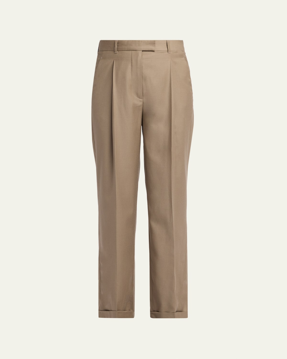 The Row Sorina Pleated Straight-leg Pants In Neutral