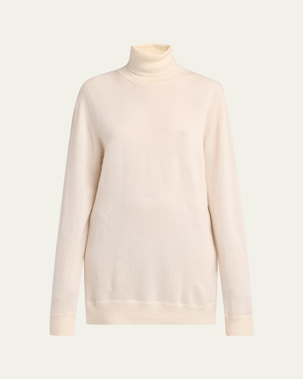 The Row Lizzy Cashmere Turtleneck Sweater In White
