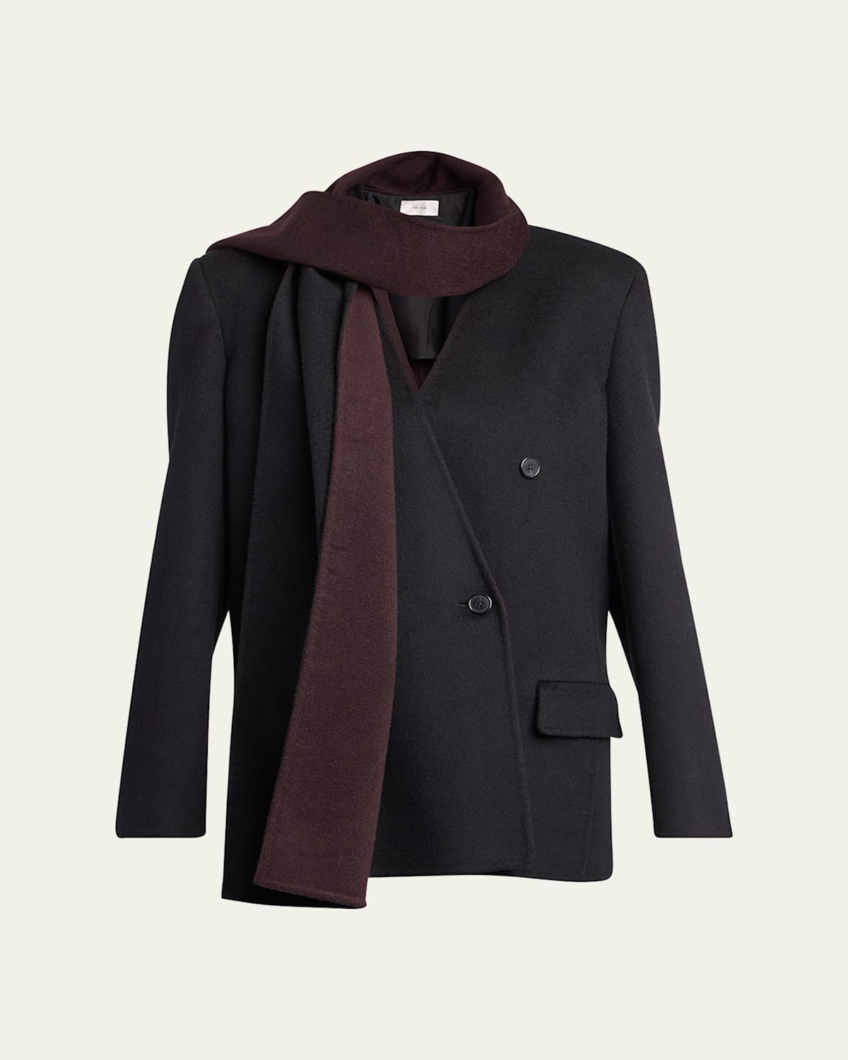 The Row Calitra Cashmere Double-breasted Scarf Jacket In Black